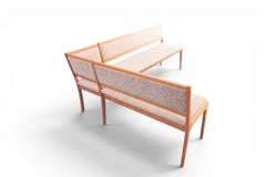 Danish Two Piece Corner Dining Bench in Teak + Wool