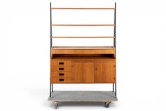 1960s Swedish Freestanding Teak Bookcase With Black Lacquered Legs