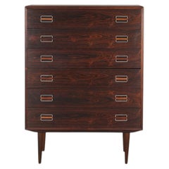 1960s Danish Six Drawer Highboy Dresser in Brazilian Rosewood