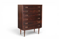 1960s Danish Six Drawer Highboy Dresser in Brazilian Rosewood