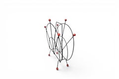 1950s Atomic Magazine Rack in Steel + Wood