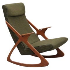 Rare Danish Modern Atomic Highback Teak Rocking Chair