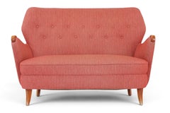 1940s Scandinavian Modern Loveseat in Original Copper Blush Wool
