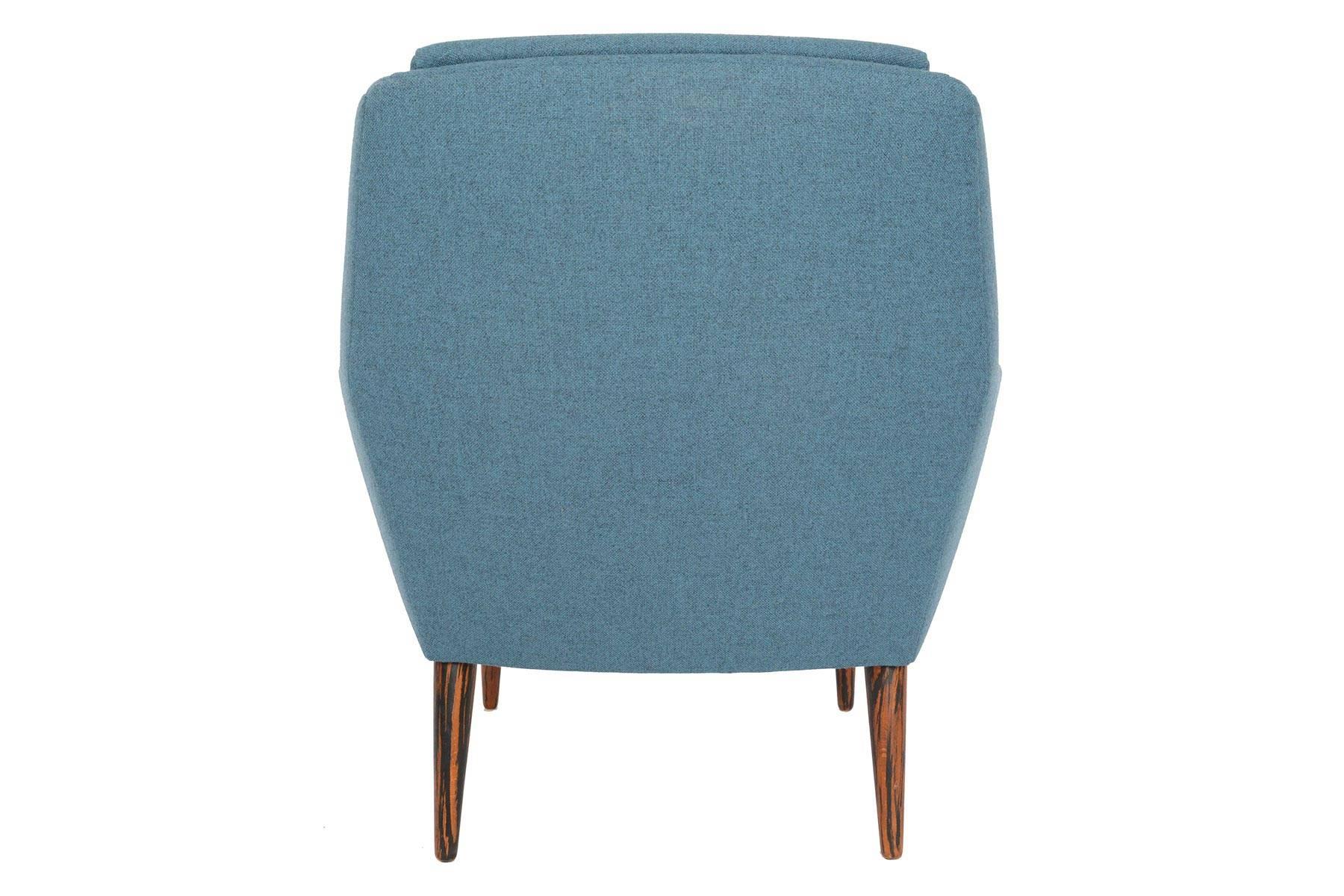 Mid-20th Century Atomic Danish Modern Midcentury Rosewood Lounge Chair in Cerulean Wool