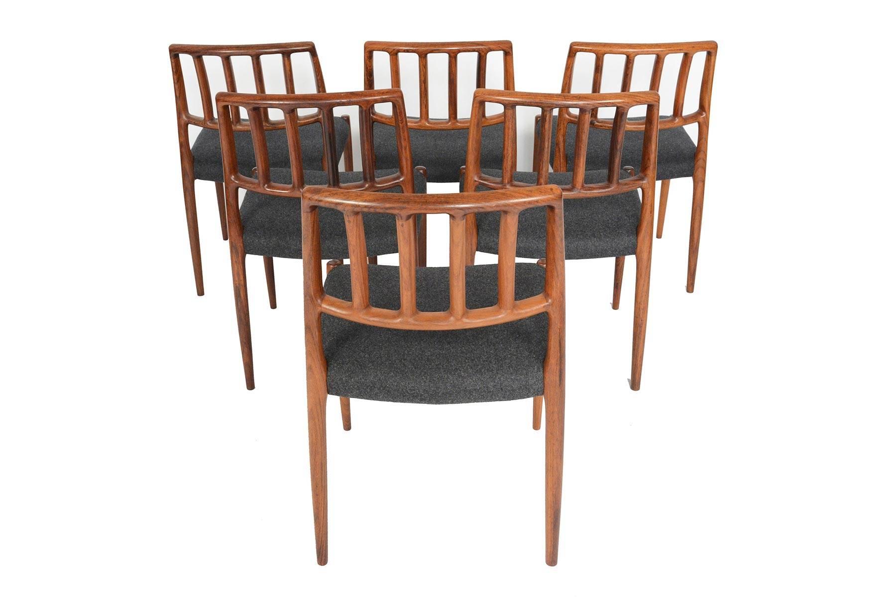 Set of N.O. Møller Model 83 Danish Modern Midcentury Dining Chairs in Rosewood In Excellent Condition In Berkeley, CA
