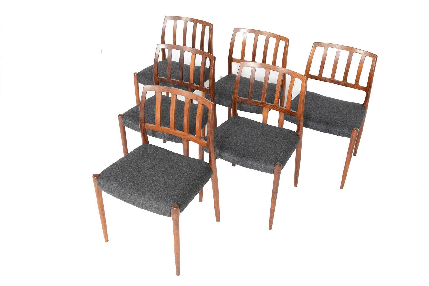 Scandinavian Modern Set of N.O. Møller Model 83 Danish Modern Midcentury Dining Chairs in Rosewood