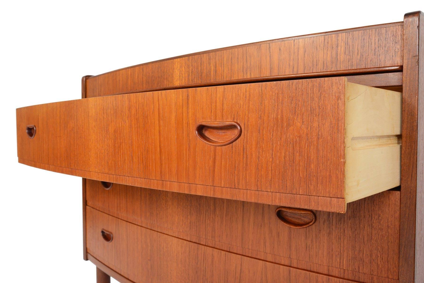 Danish Mid-Century Modern Bow Front Flip Top Secretary or Vanity in Teak 3