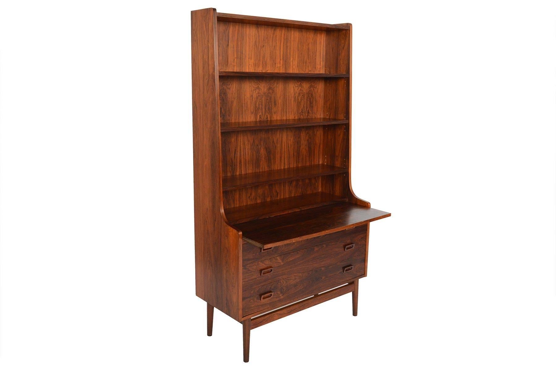 Danish Modern Midcentury Bookcase or Secretary in Rosewood by Johannes Sorth In Excellent Condition In Berkeley, CA