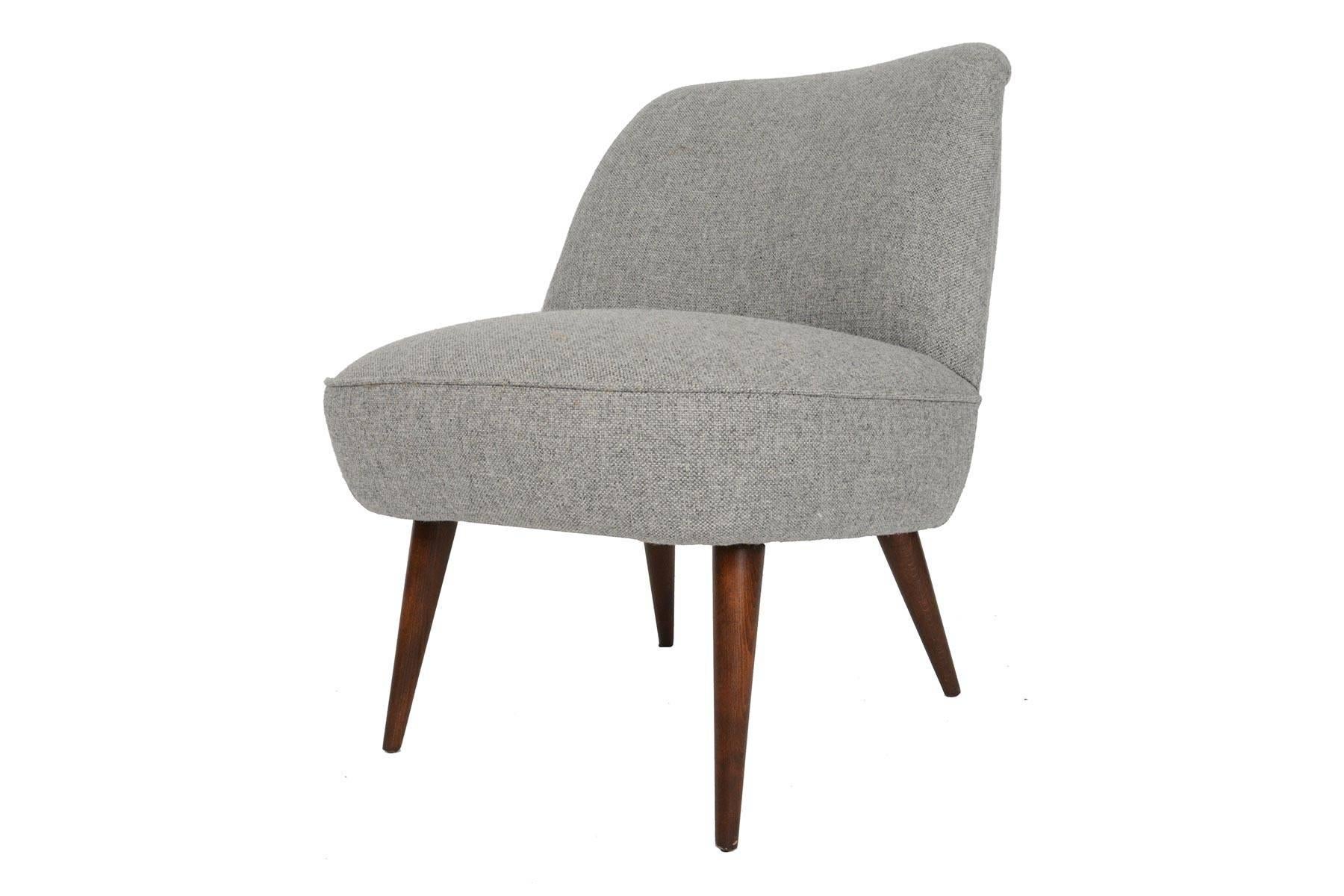 Pair of German Mid-Century Modern Lounge Chairs in Grey Maharam Wool 2