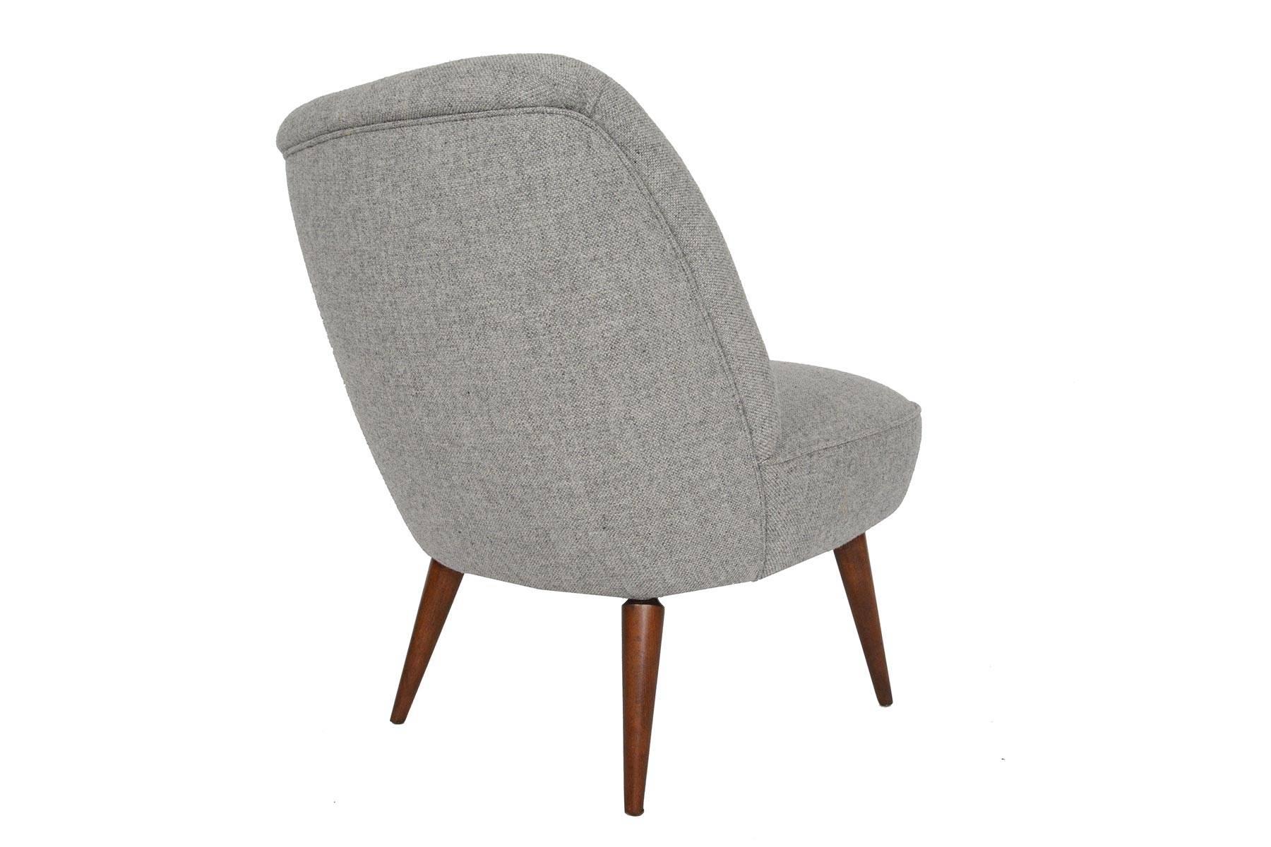 20th Century Pair of German Mid-Century Modern Lounge Chairs in Grey Maharam Wool