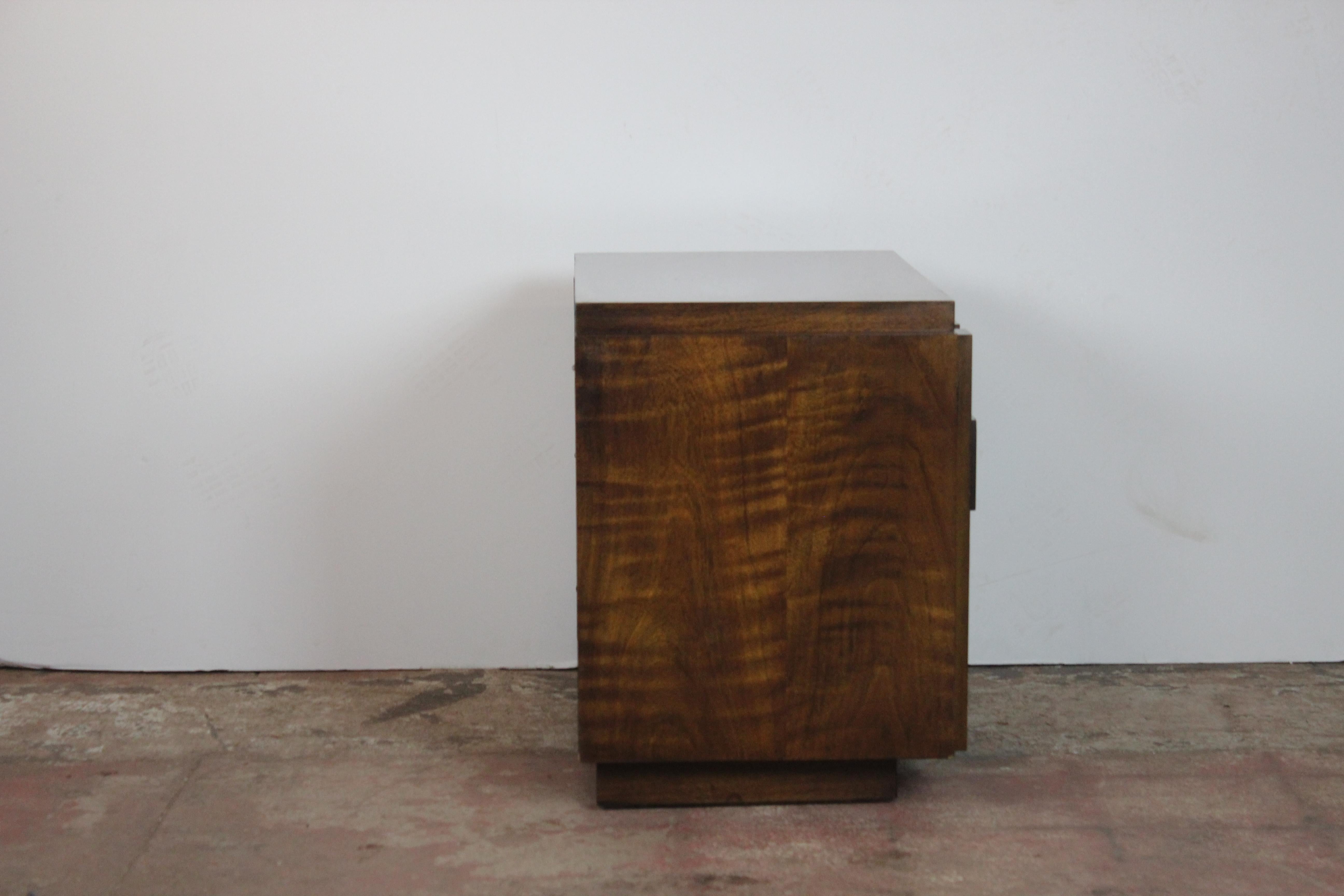 Brutalist nightstands by Lane. Two doors and a single shelf.