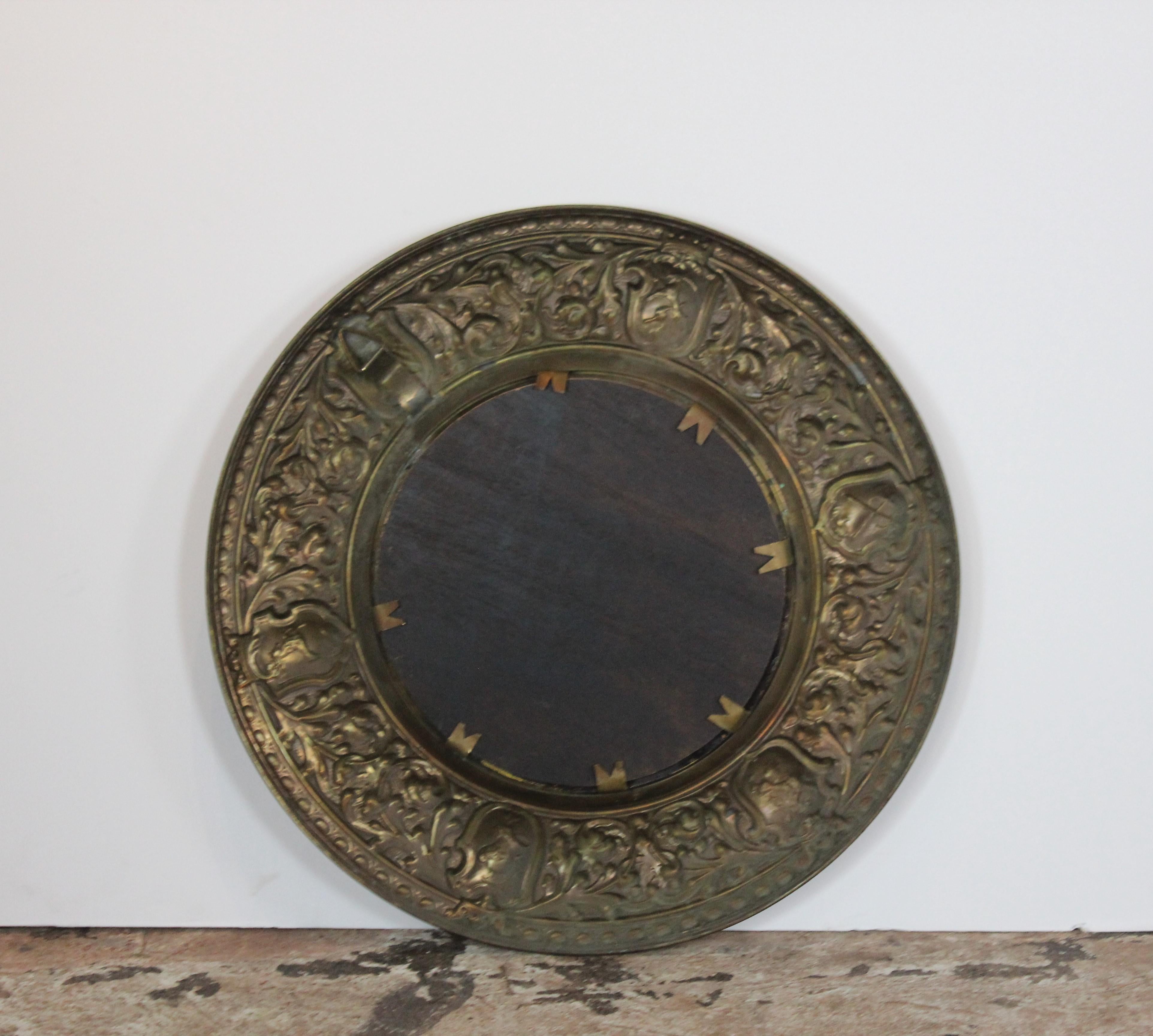 20th Century Pair of Brass Medieval Style Mirror
