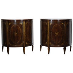 Pair of Sheraton Style Demilune Commode