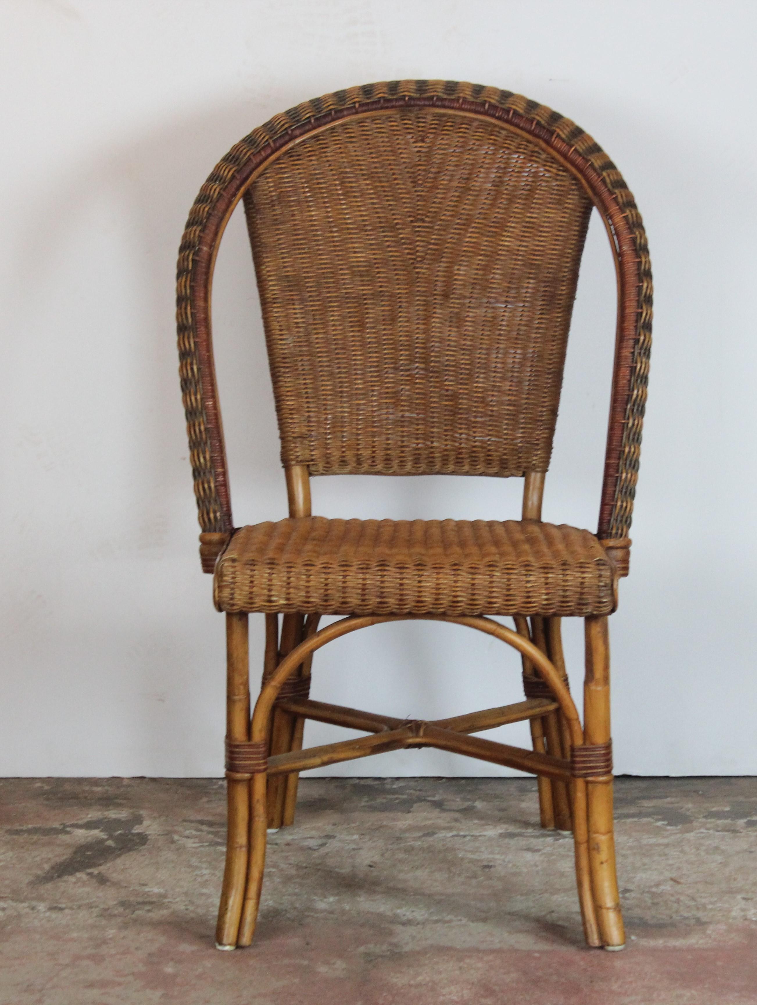 20th Century Set of 4 Rattan Chairs