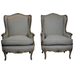 Pair of Louis XV Style Wingback Chairs