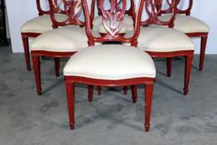 Set of Six Red Dining Chairs