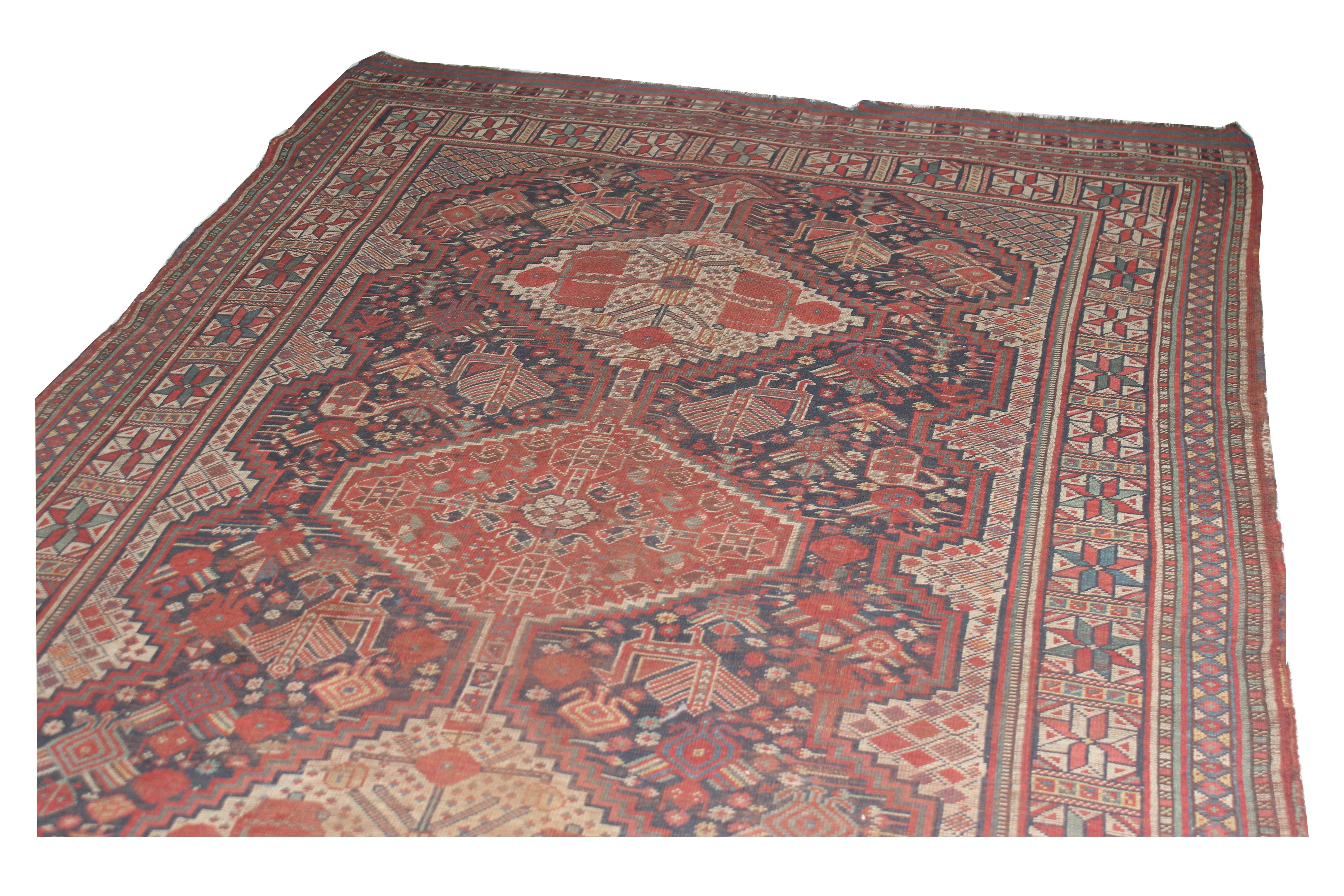 Hand-Knotted Antique Persian Shiraz Rug