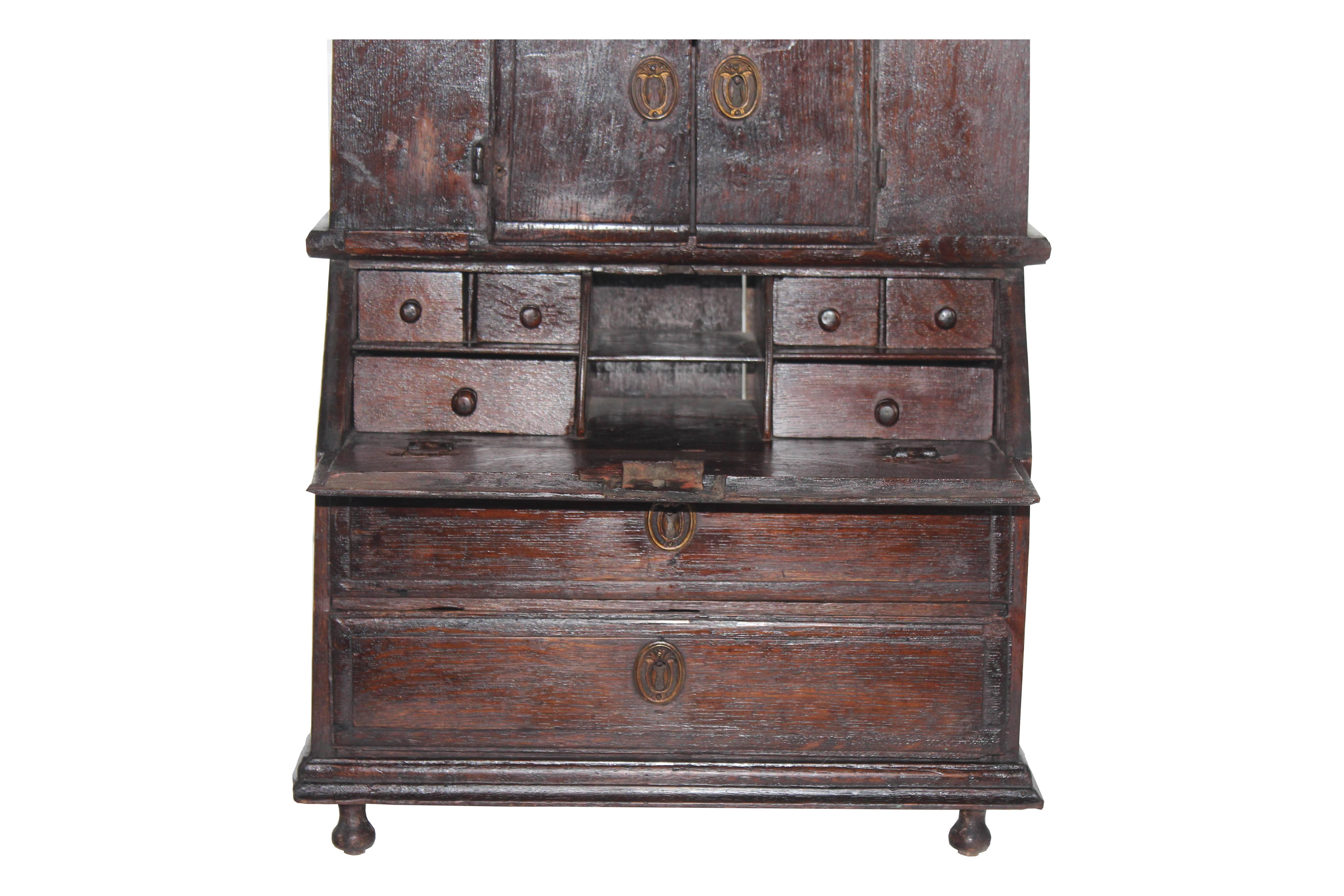 Belgian 19th Century Miniature Bureau Bookcase    For Sale