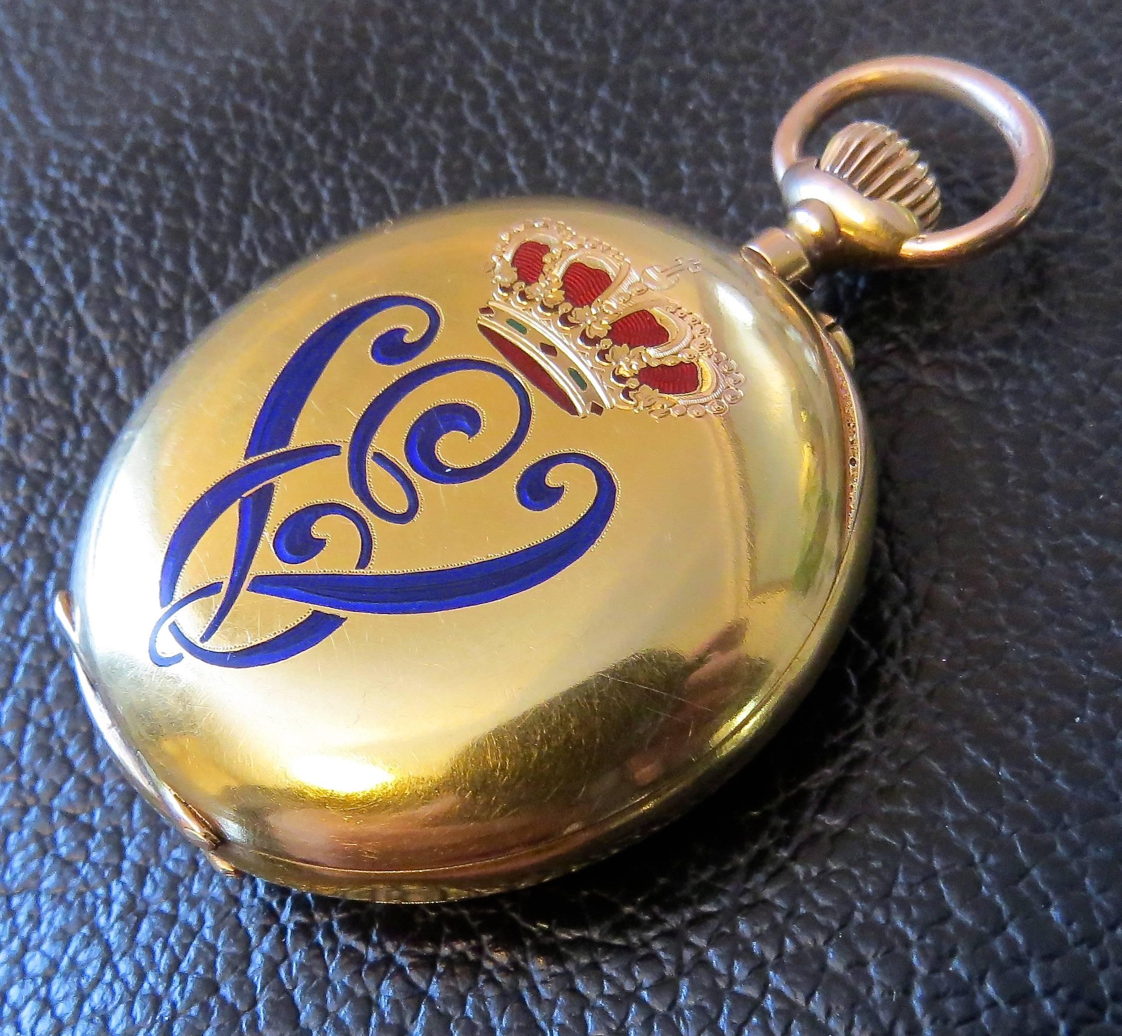 20th Century 18-Karat Gold Pocket Watch Made by Order of King Victor Emmanuel For Sale