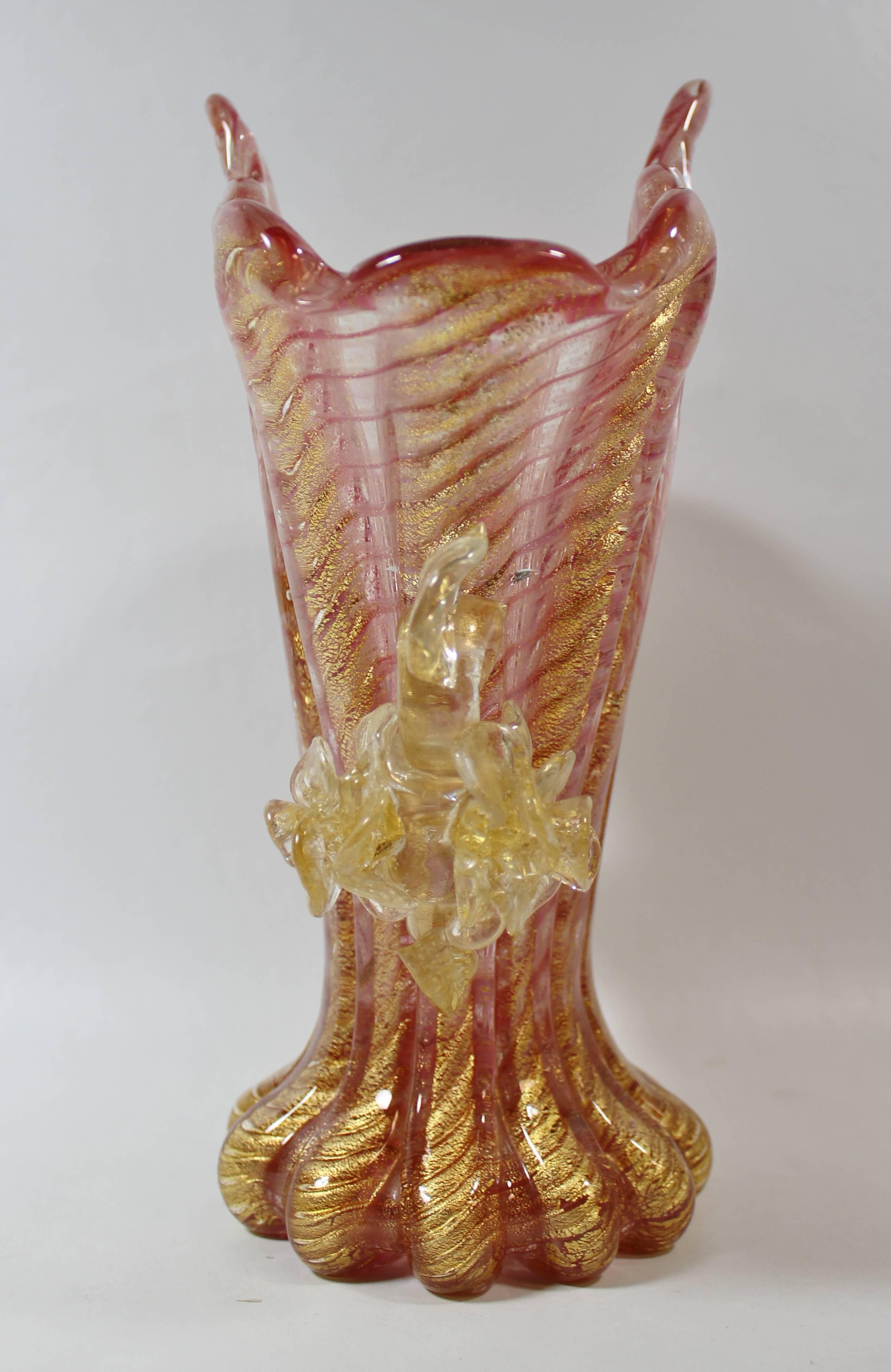 Vase en verre d'art italien de Murano Ercole Barovier Toso.