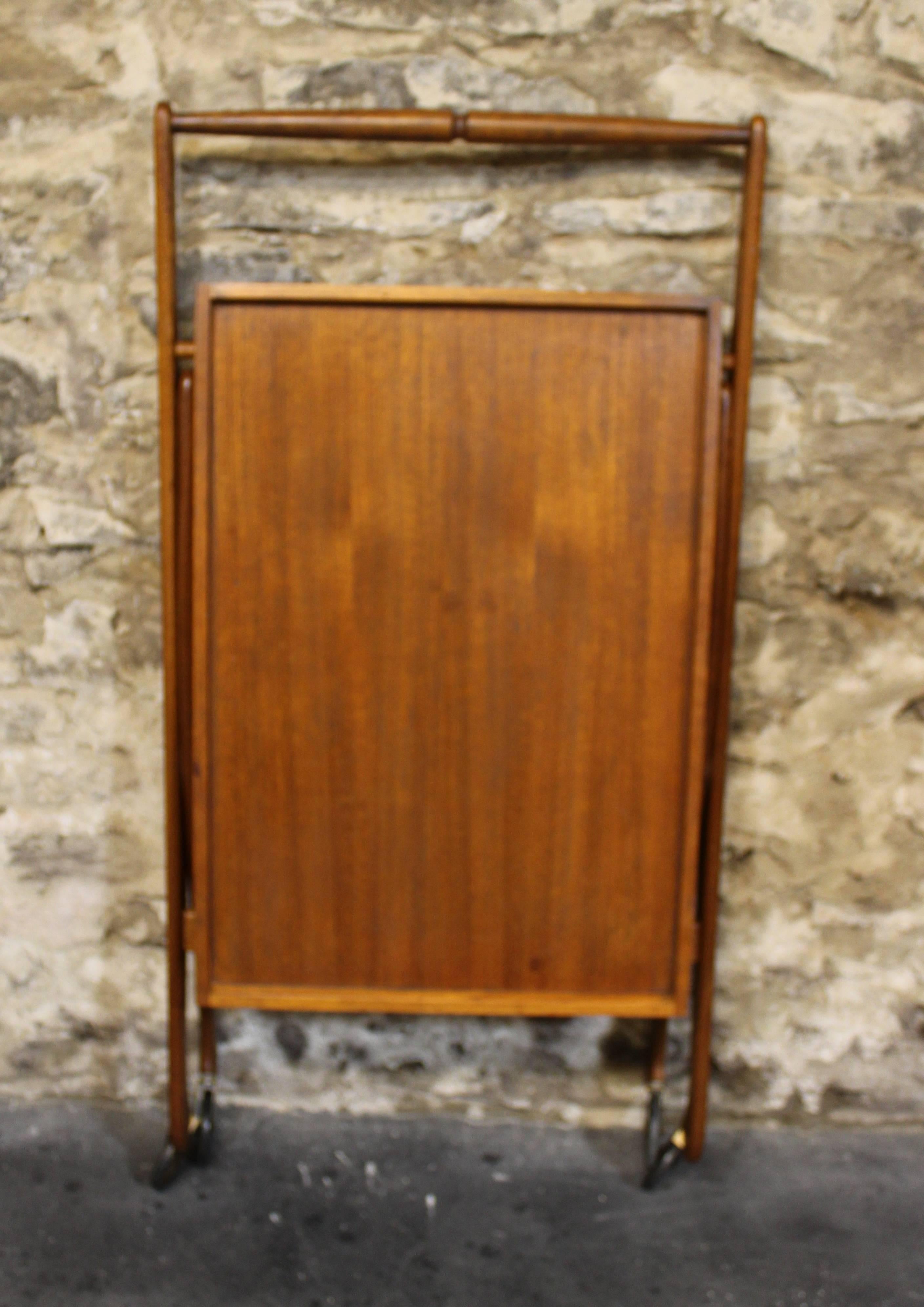 Danish Teak Folding Bar Cart, Mid-Century Modern In Good Condition In Hamilton, Ontario