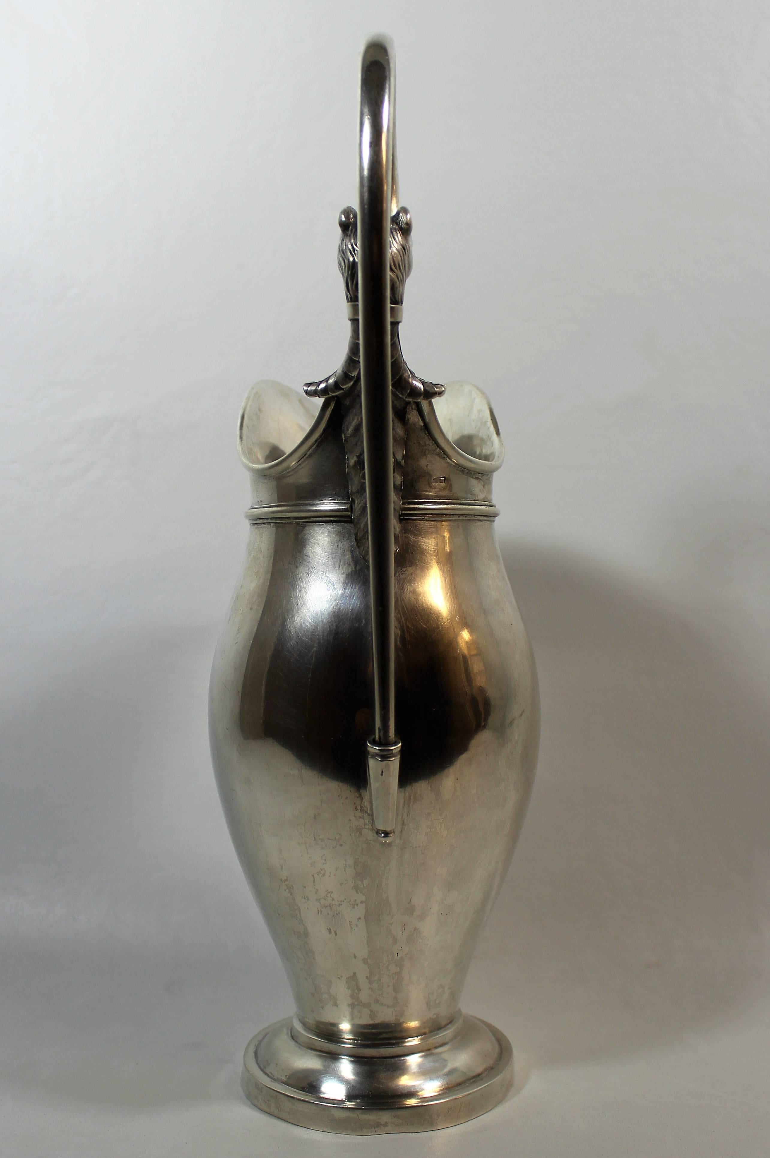 19th Century Austro-Hungarian Silver Wine Ewer For Sale