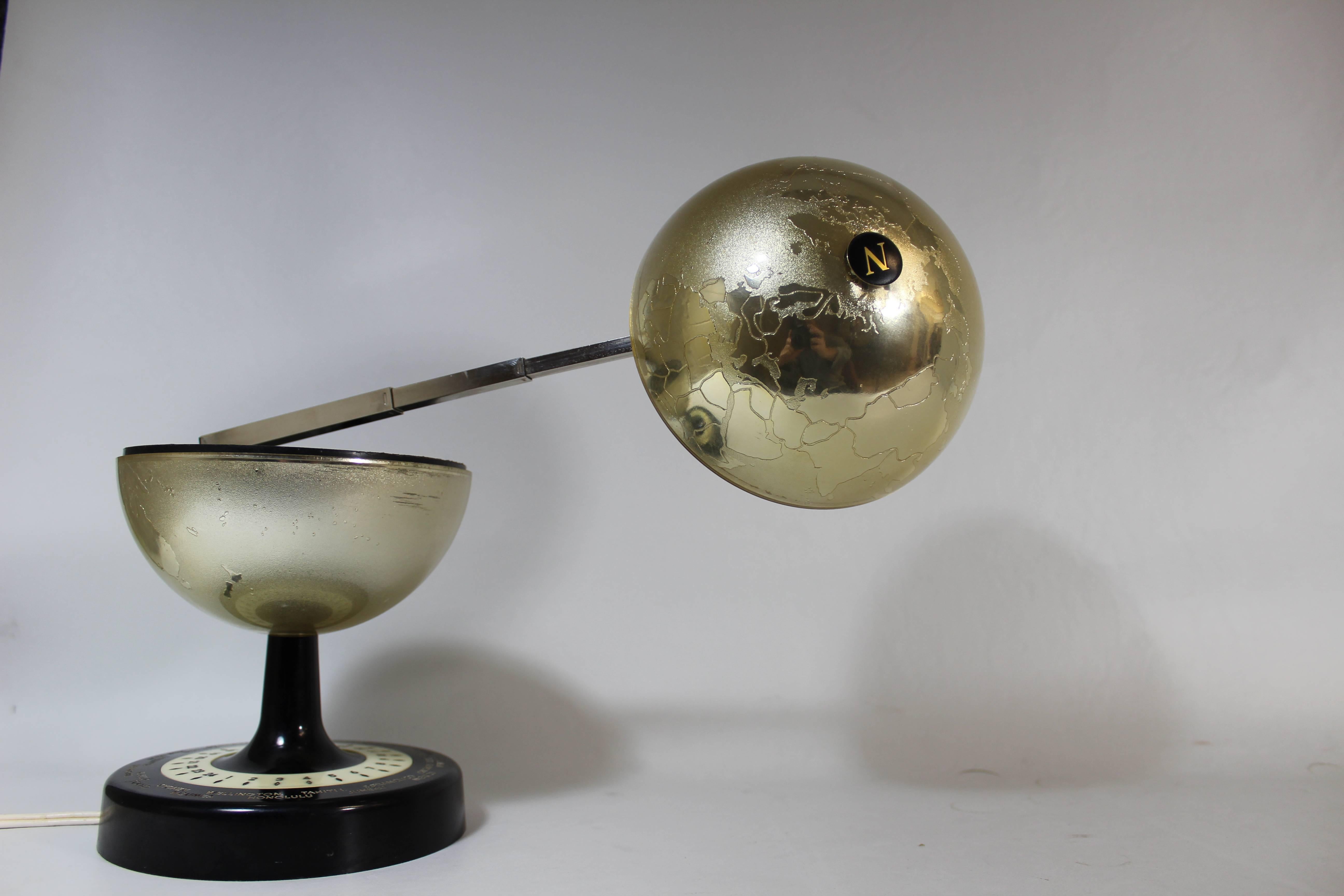 Japanese Mid-Century Modern Articulating World Globe Lamp