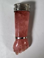 Brazilian Rose Quartz and Silver Pendant in the Form of a Fist