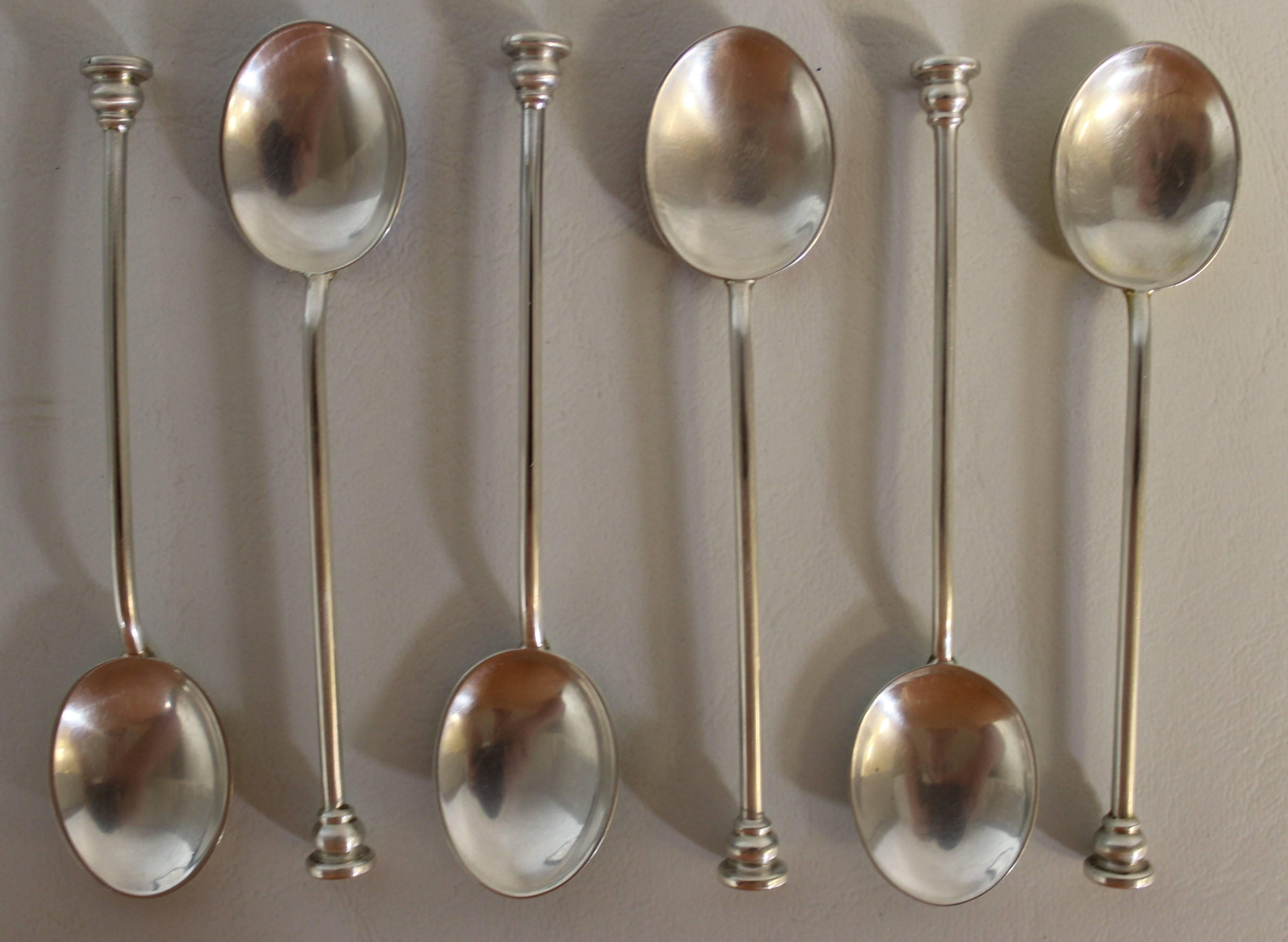 English William Suckling Sterling Silver Guilloche Enameled Spoons