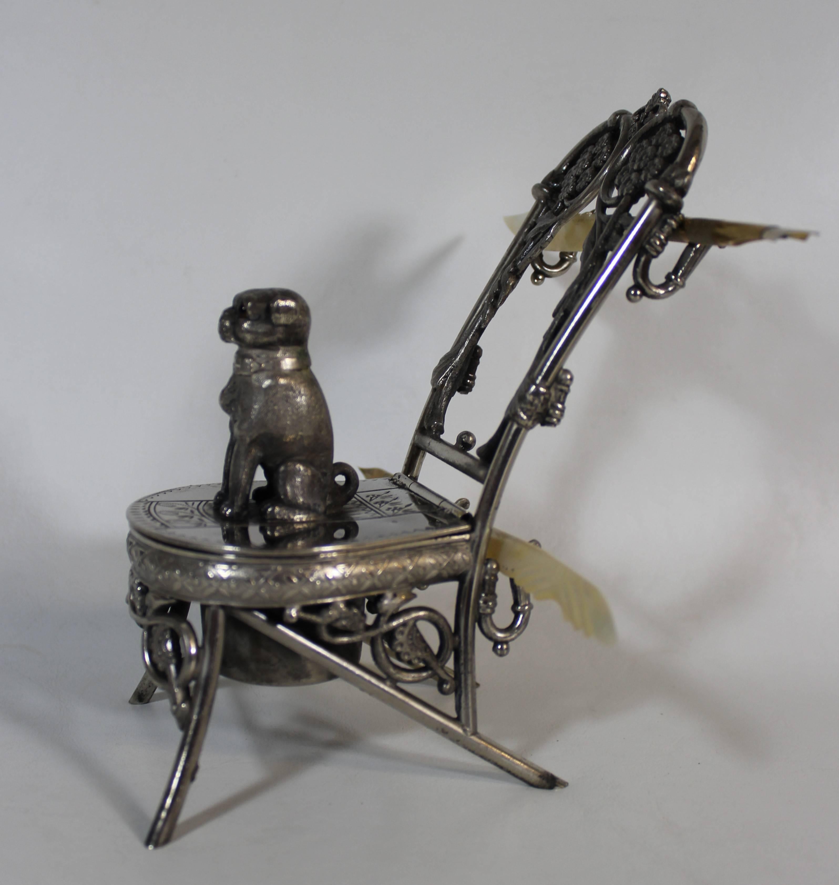 Meriden Silver Plate Co. Inkwell Featuring Boston Terrier with Glass ...