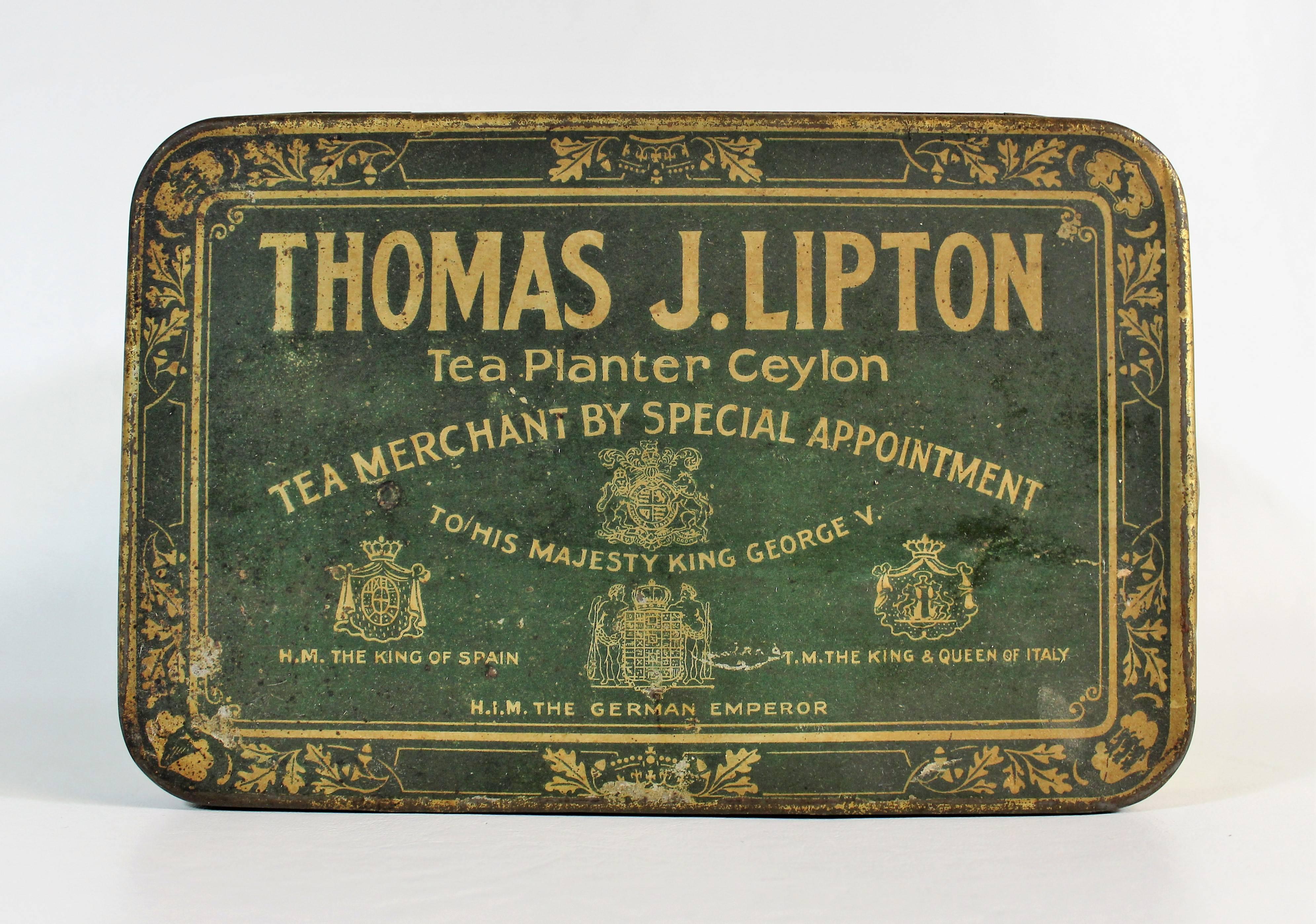 Thomas J. Lipton British Ceylon Tin Tea Box In Good Condition In Hamilton, Ontario