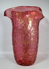 Enrico Camozzo Murano Glass Vase with Gold Flecks