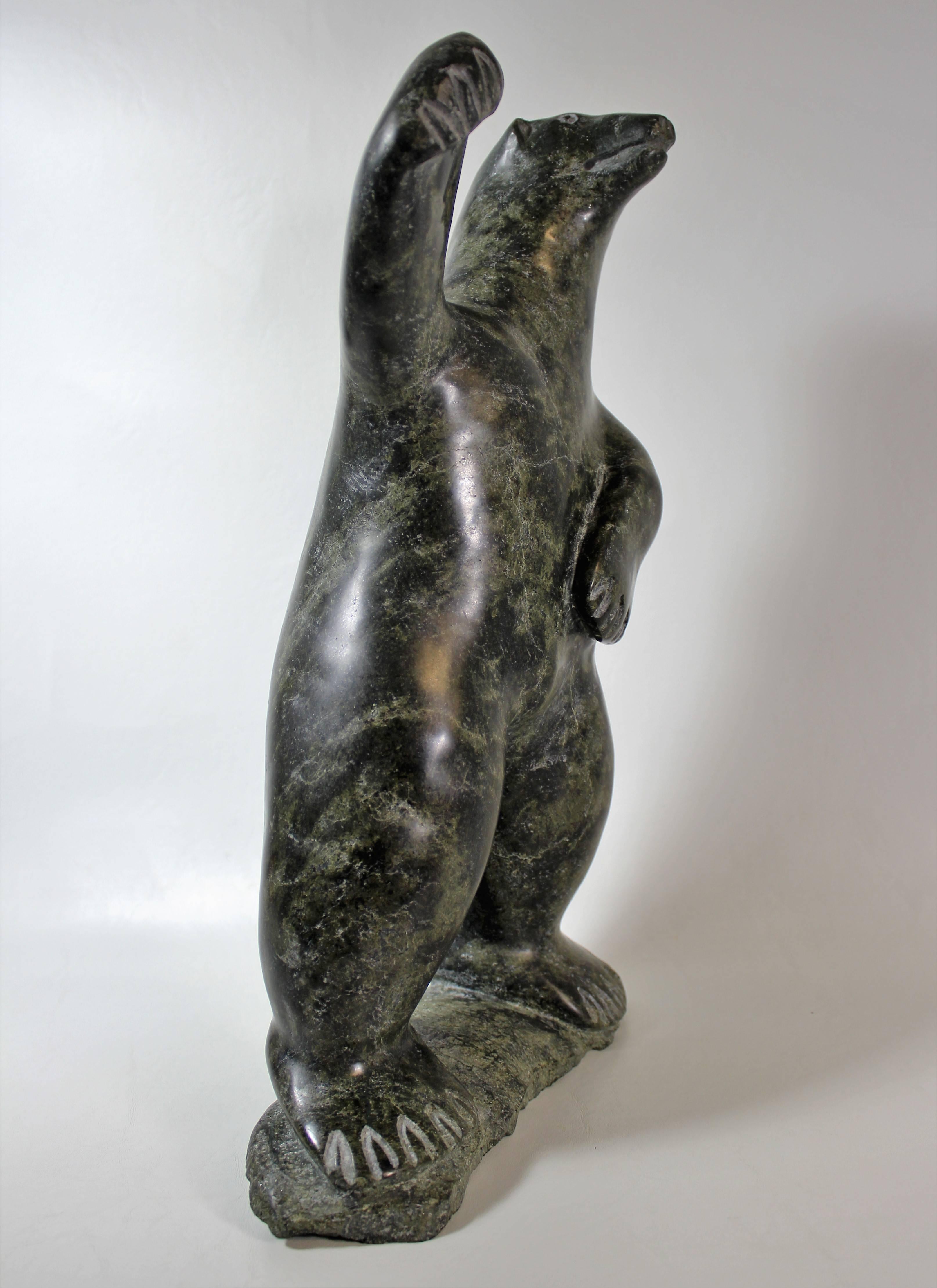 Inuit soapstone polar bear sculpture.