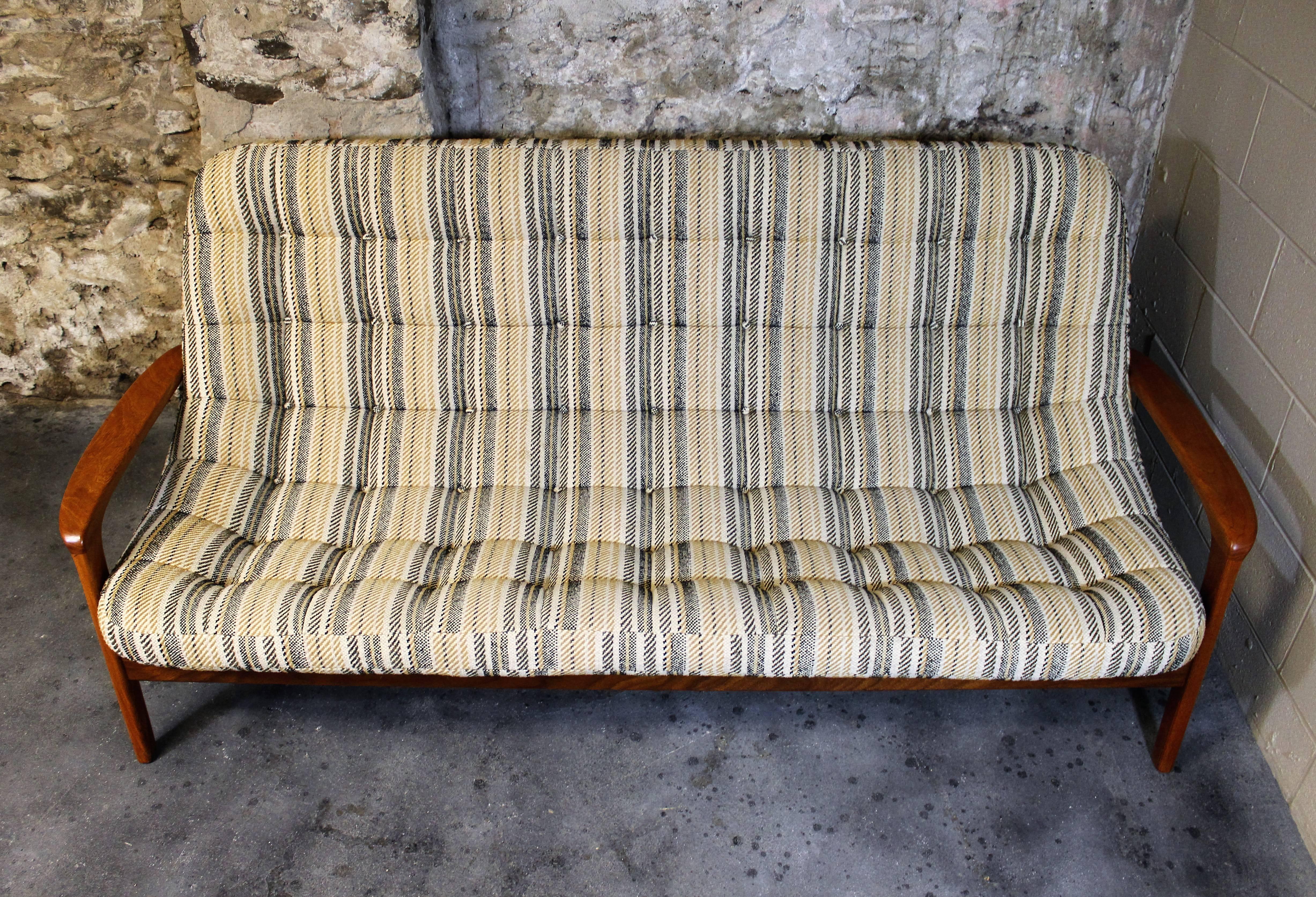 20th Century R. Huber Teak Sofa, Lounge Chair and Ottoman, Danish Modern