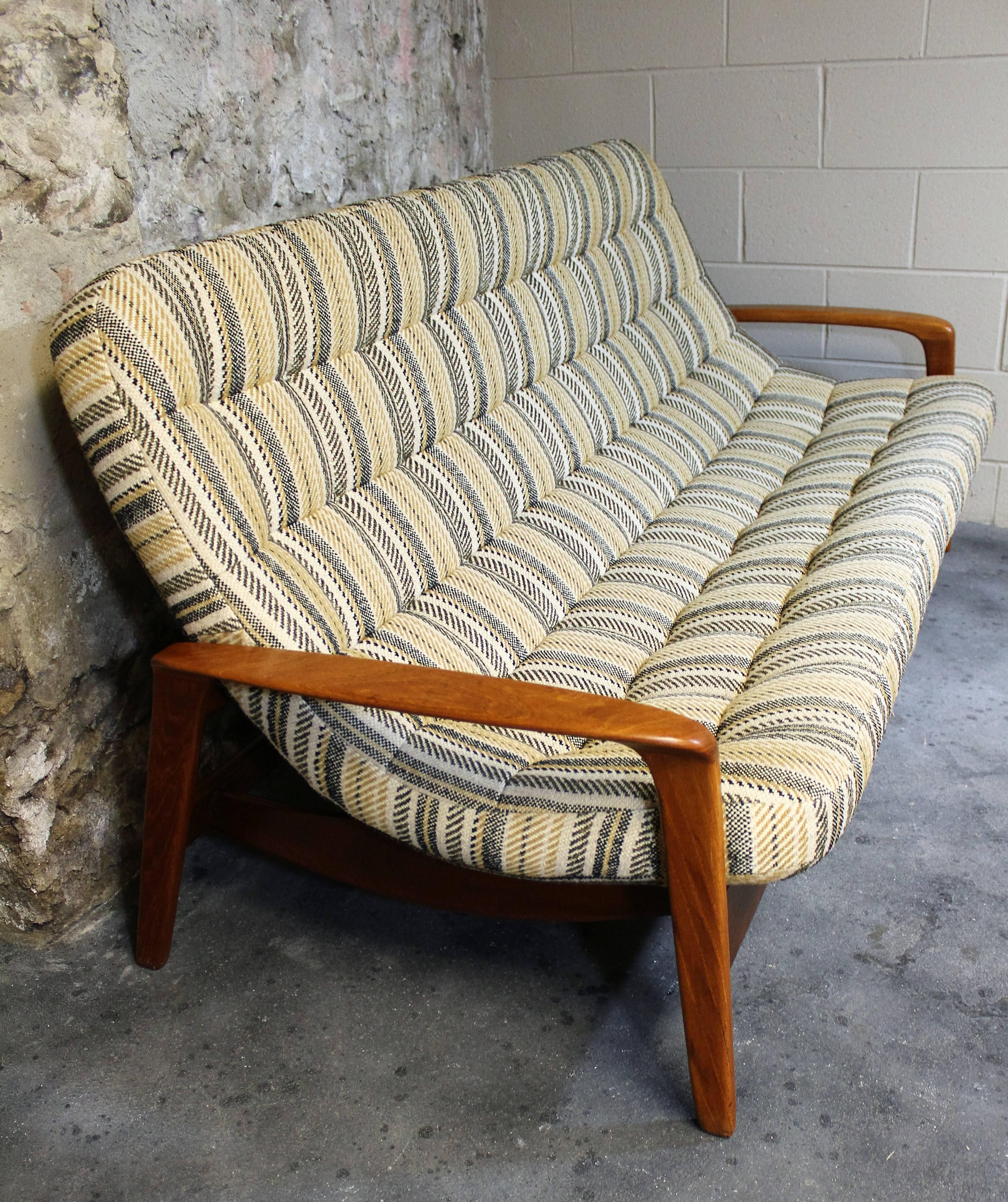 R. Huber teak sofa, lounge chair and ottoman, Danish modern.