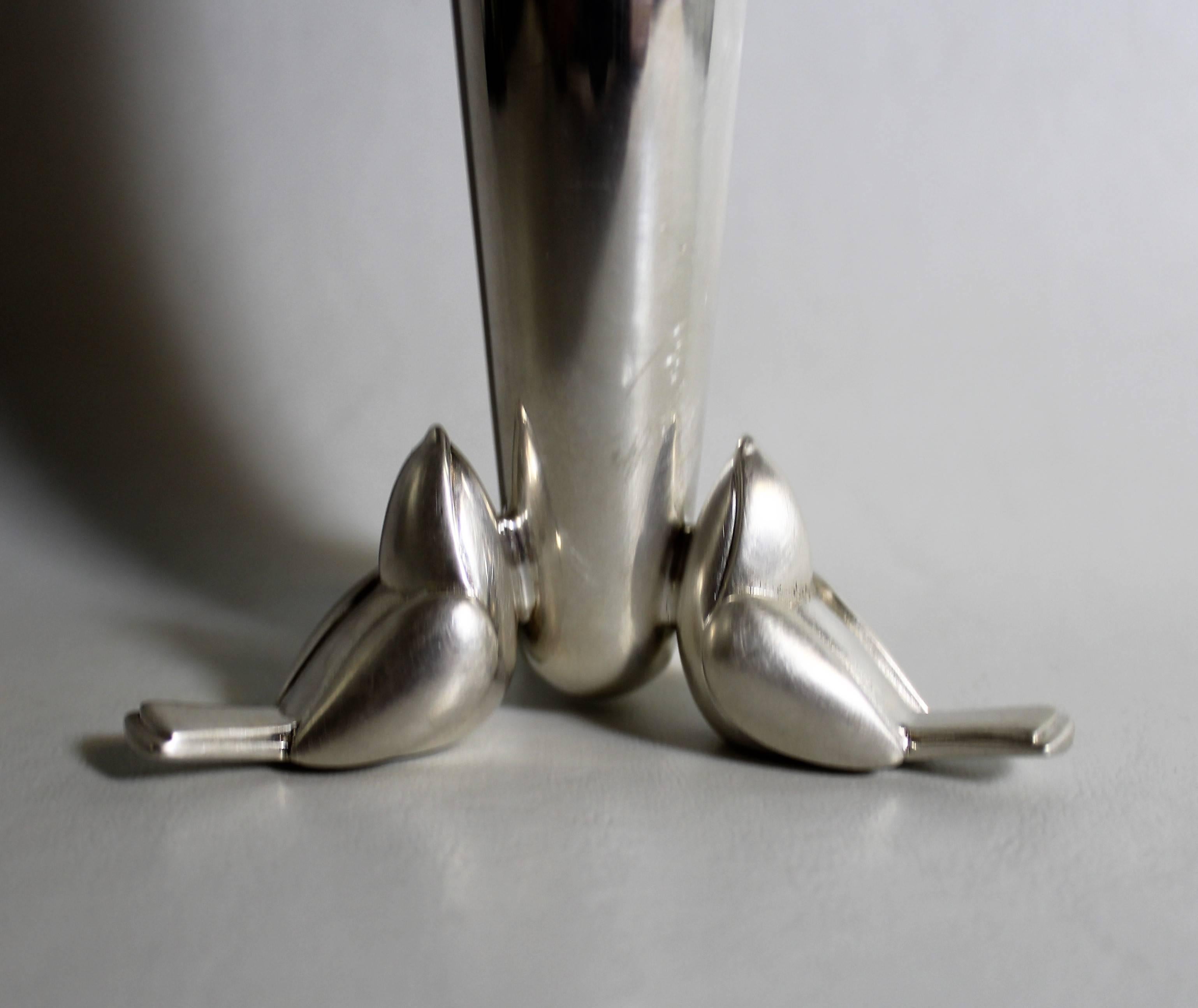 French Art Deco Christofle silver plate bud vase.