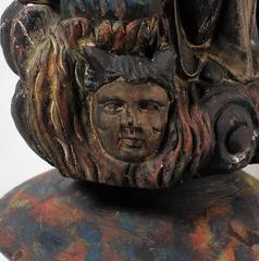 18th Century Folk Art Carved Religious Sculpture of Saint Anne
