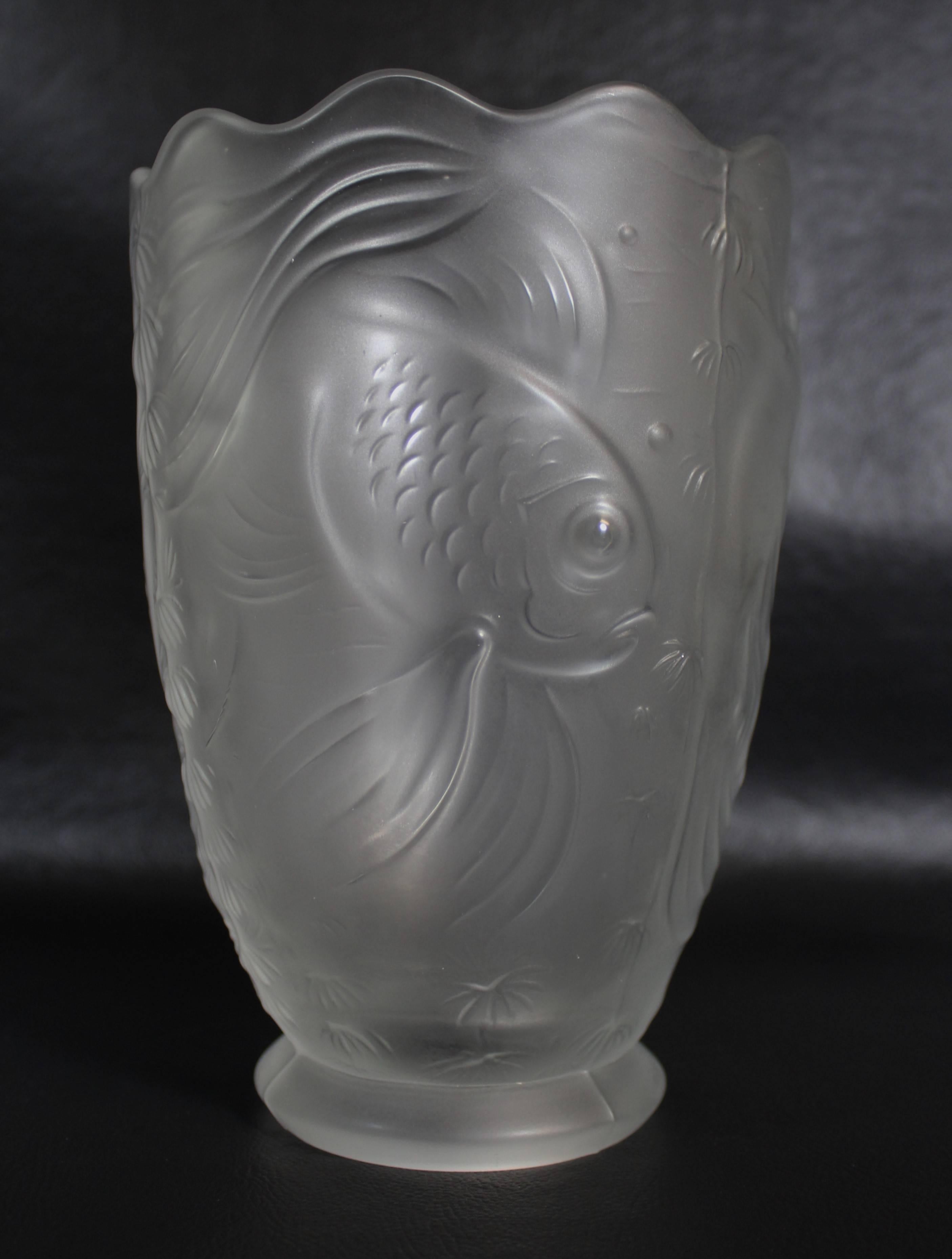 French Art Deco Verlys goldfish vase.