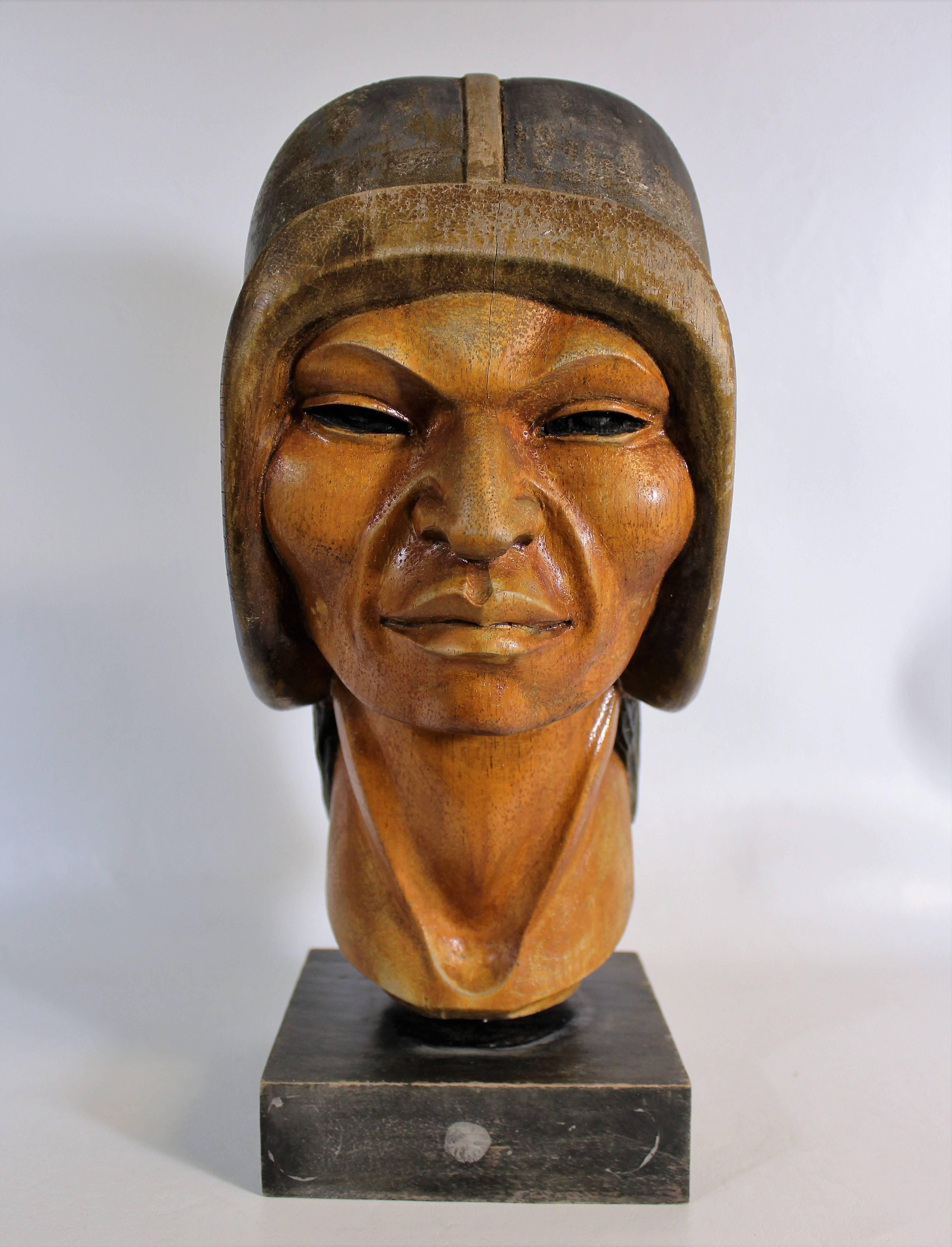 19th century native Yampara carved wood bust/sculpture.