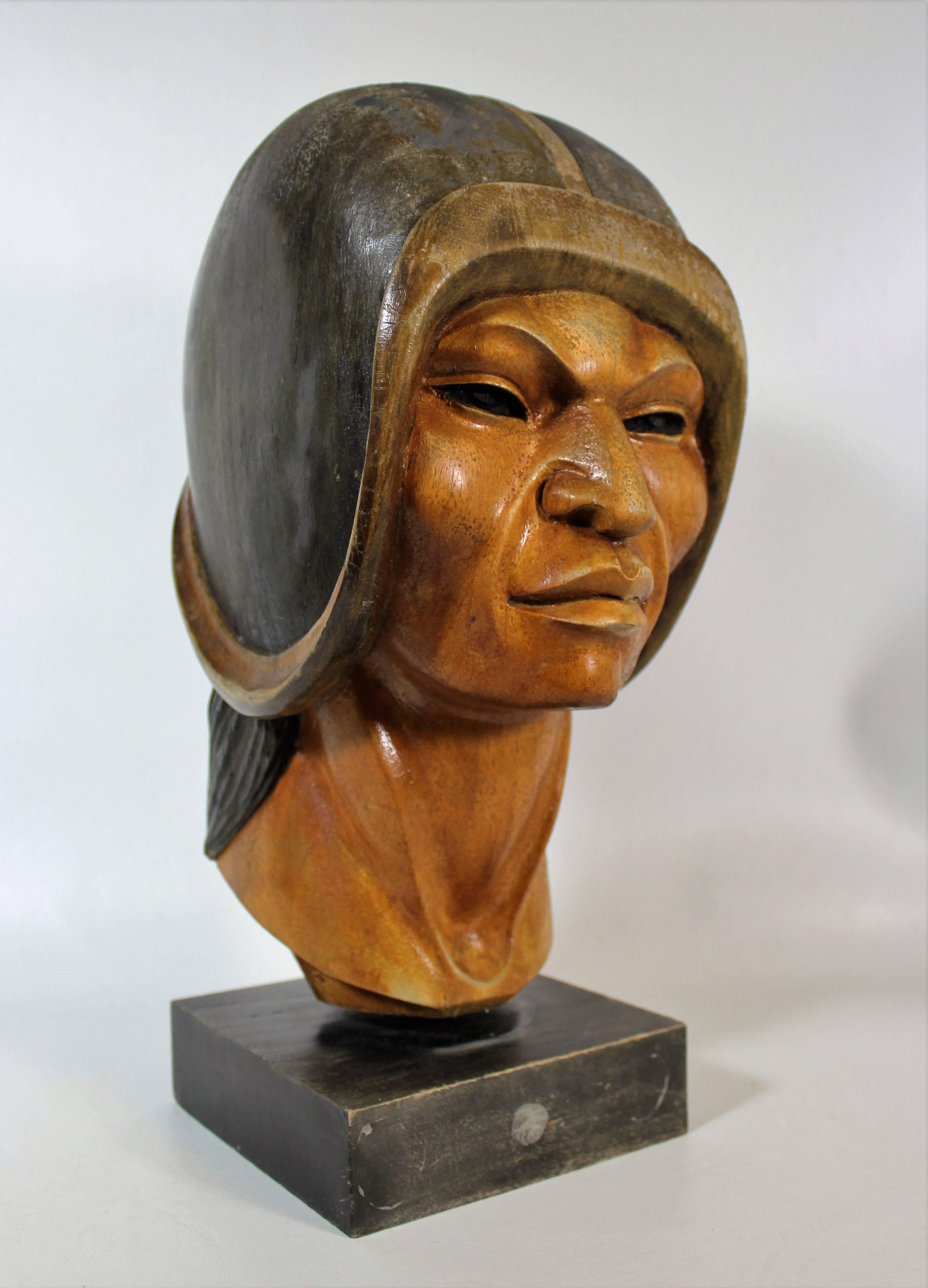 19th Century Native Yampara Carved Wood Bust/Sculpture 1