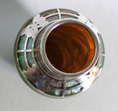 Loetz Titania Gre Art Nouveau Vase with Silver Overlay