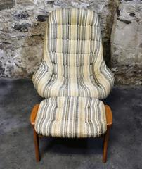 R. Huber Danish Modern Style Teakholz Drehsessel und Ottomane