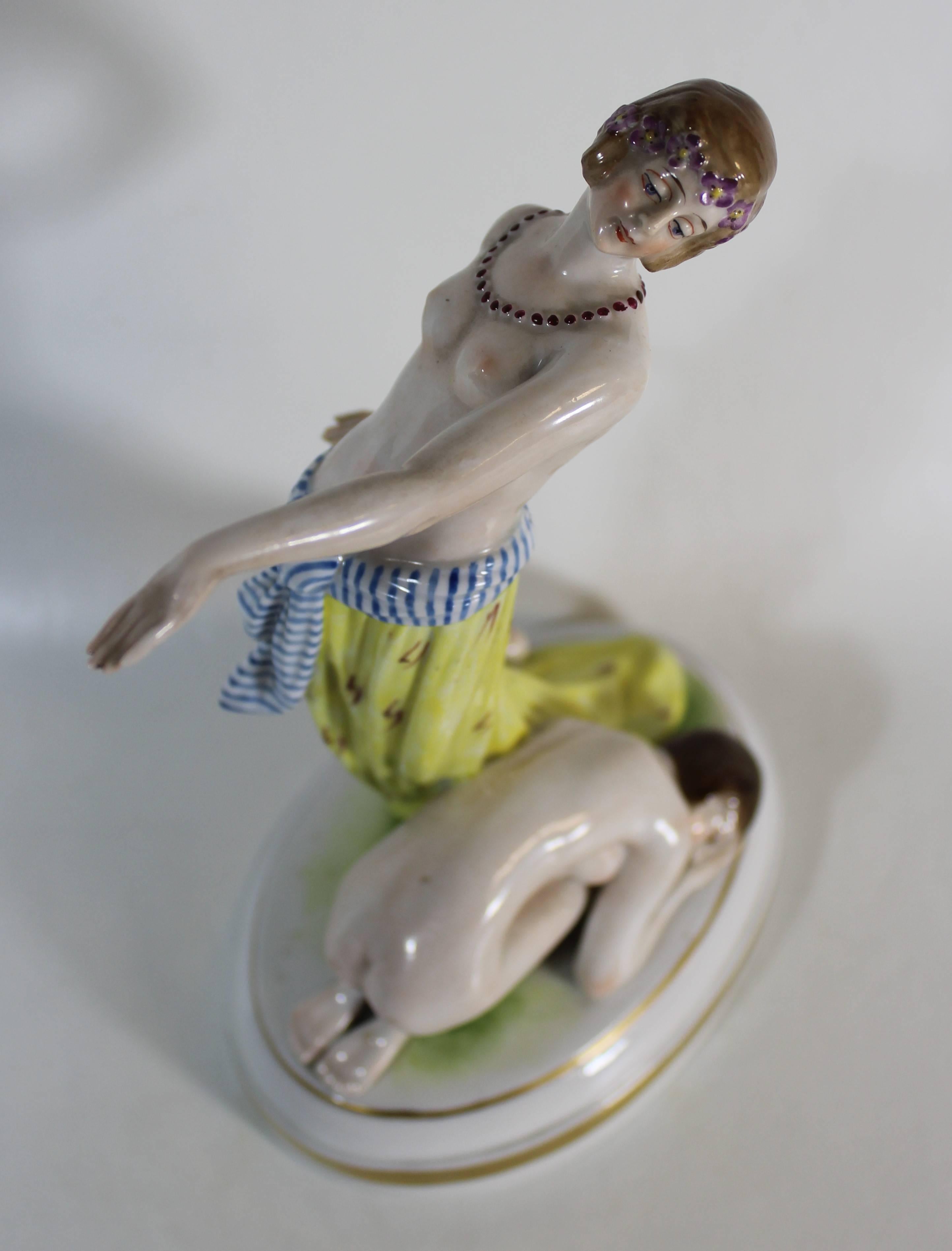 Muller Volkstedt Nude Porcelain Group of Master and Slave, Neoclassical 2