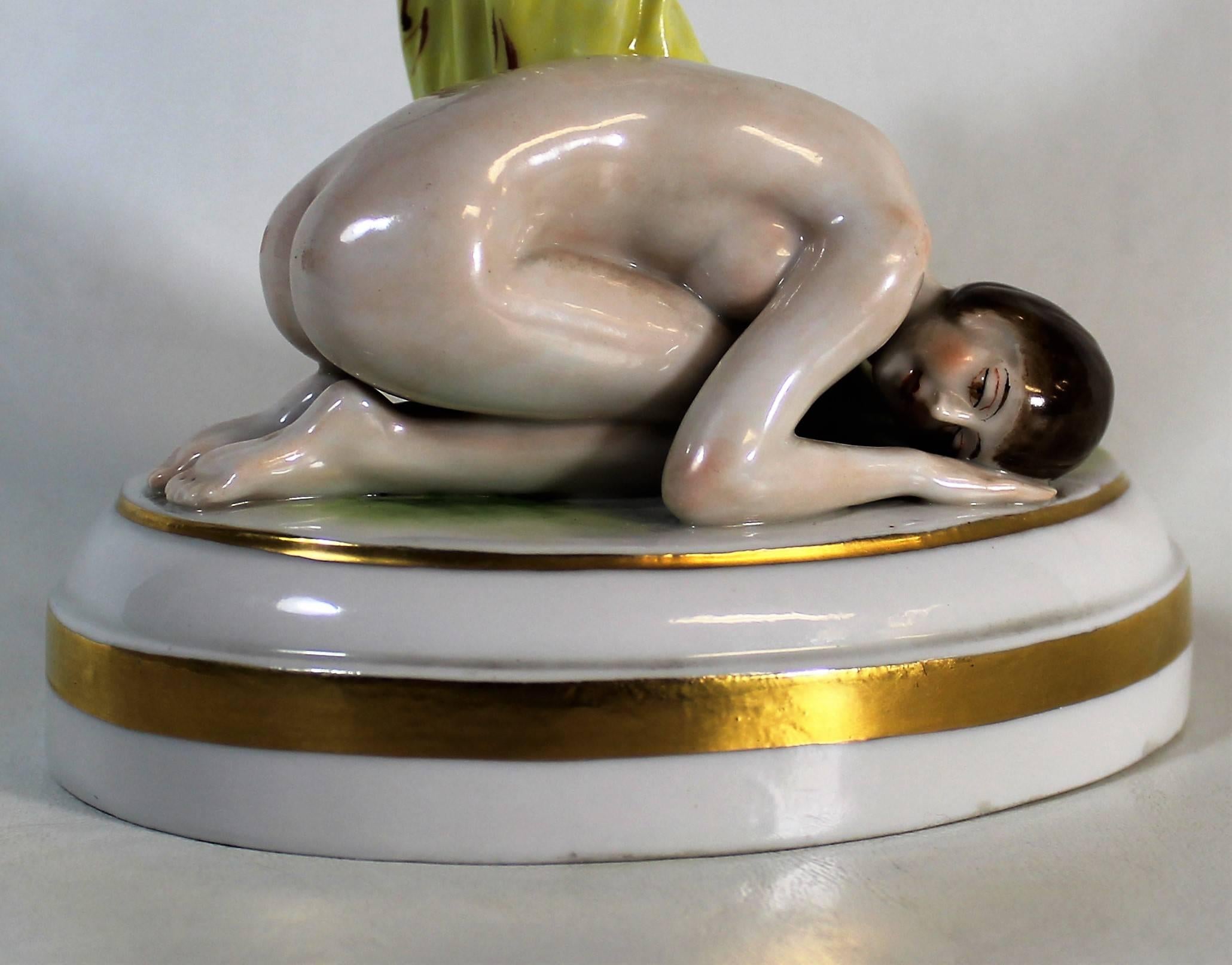 German Muller Volkstedt Nude Porcelain Group of Master and Slave, Neoclassical