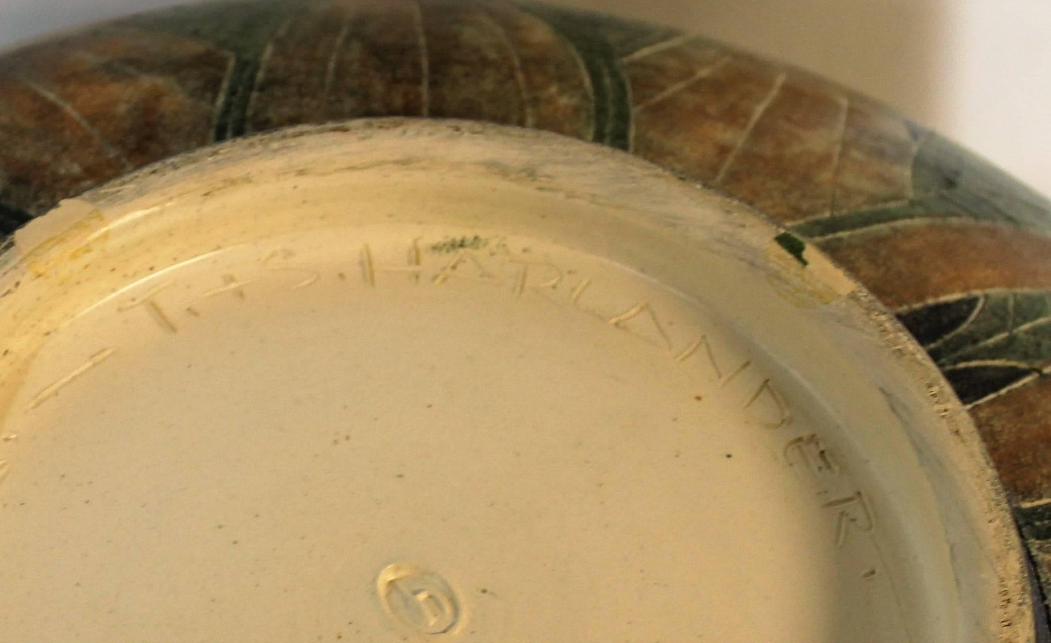 Theo und Susan Harlander Brooklin Keramik Monumentale kubistische Schale aus der Mitte des Jahrhunderts im Angebot 1
