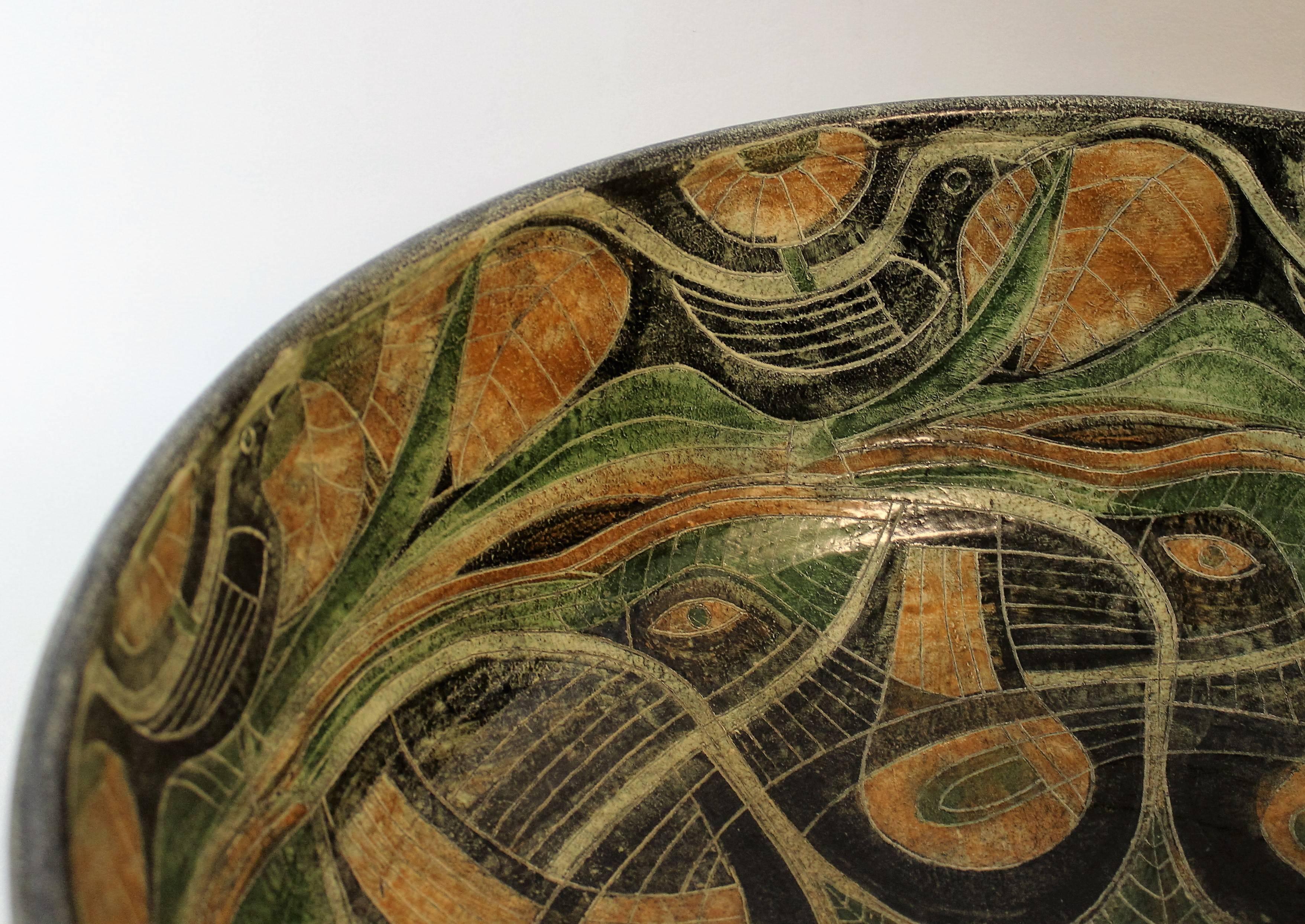 Theo und Susan Harlander Brooklin Keramik Monumentale kubistische Schale aus der Mitte des Jahrhunderts (Kanadisch) im Angebot