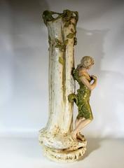 Monumental Royal Dux Art Nouveau Vase with Figural Woman