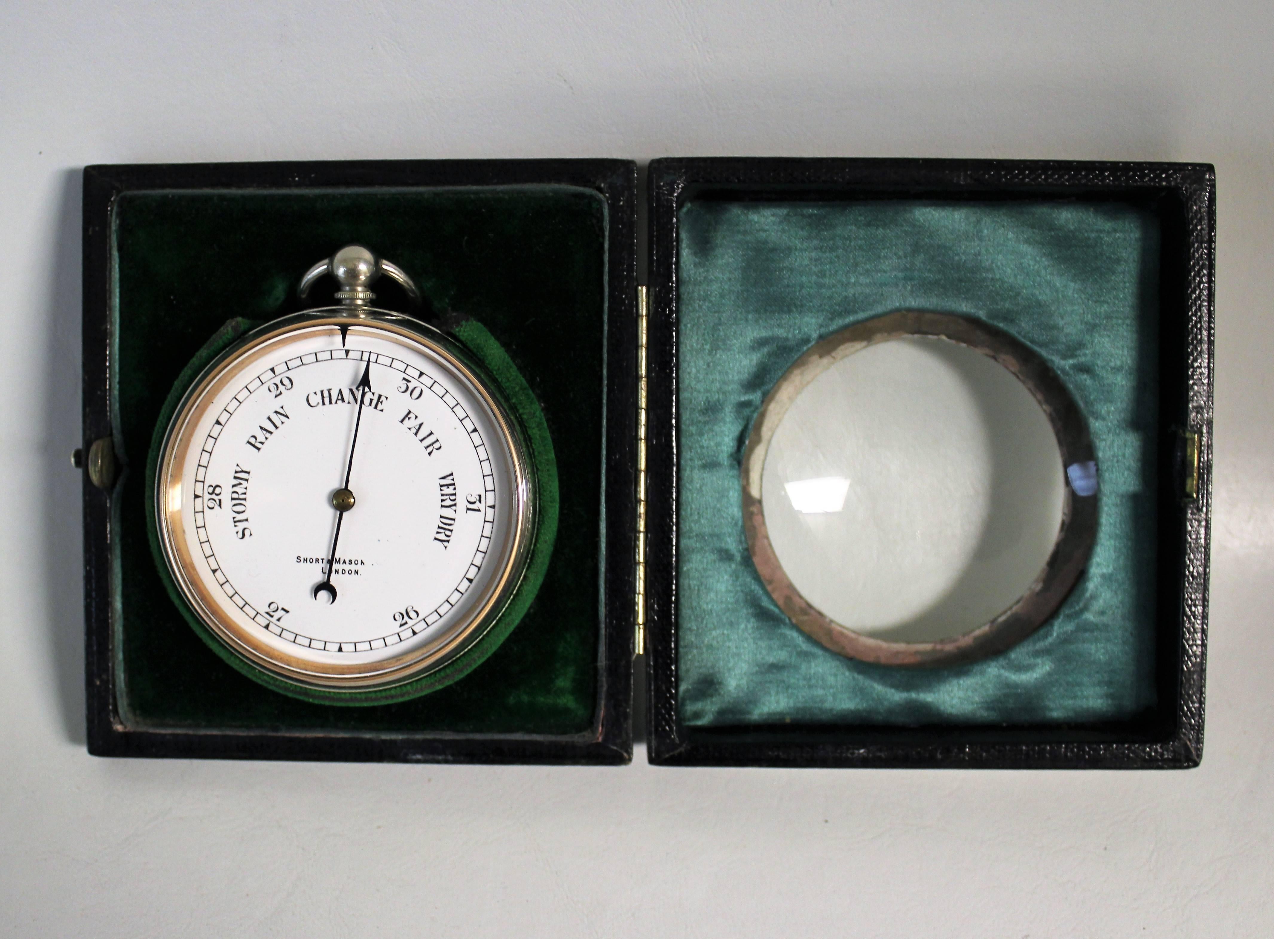 20th Century Short & Mason Barometer in Sterling Silver Case