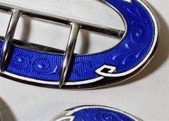 Henry Matthews Sterling Silver and Enamel Belt, Shoe Buckles and Button Set