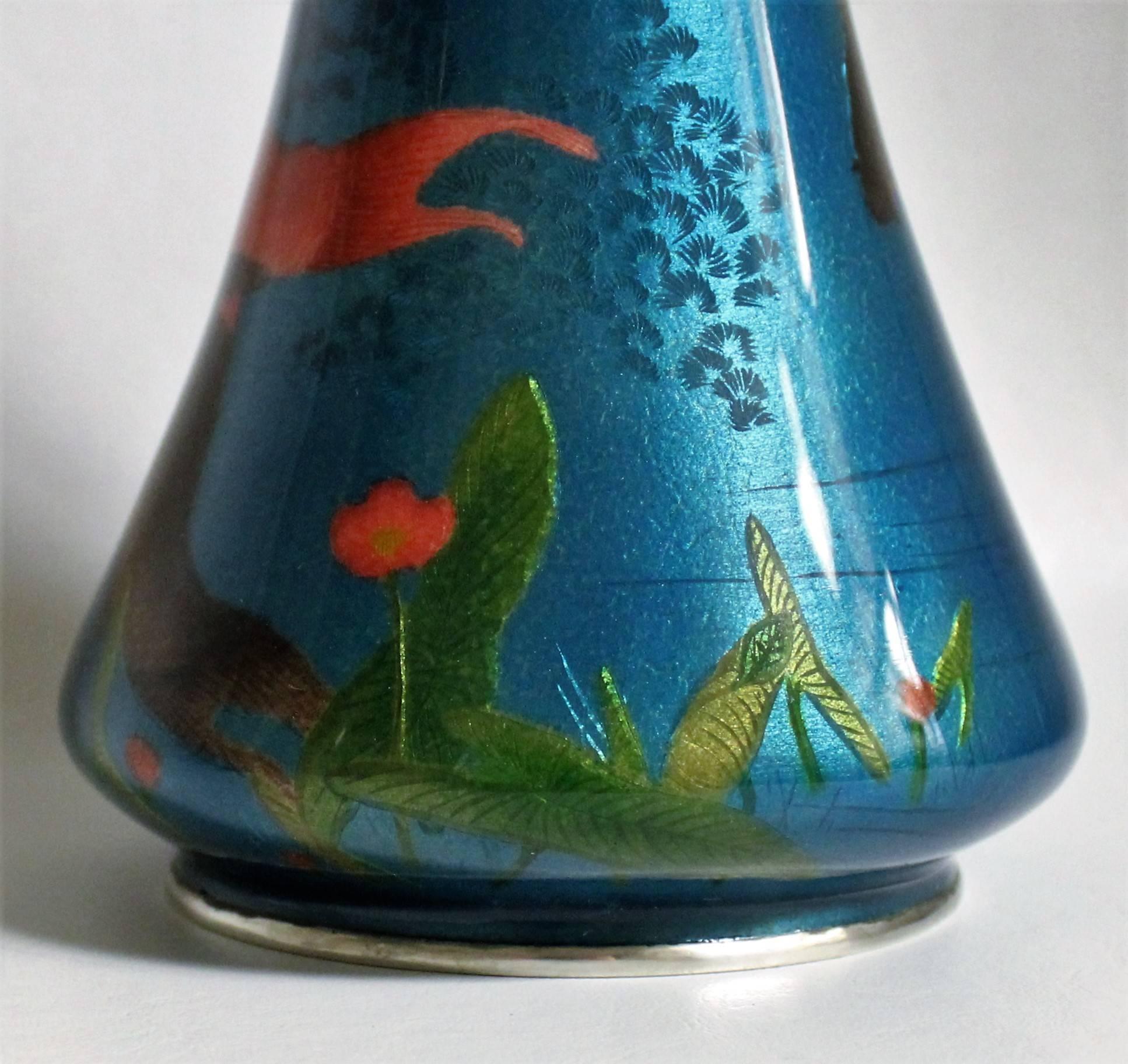 Meiji Japanese Tsuiki-Jippo Cloisonné Vase Atrributed to Ogasawara Shuzo For Sale